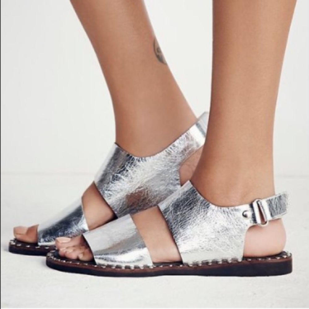 Free People x Jeffrey Campbell silver sandals